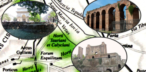 Foto delle Mura Serviane di Piazza M. Fanti, dei cd. “Trofei di Mario” e dell’Acquedotto di Via Pepe; sullo sfondo la topografia antica dell’area Foto delle Mura Serviane di Piazza M. Fanti, dei cd. “Trofei di Mario” e dell’Acquedotto di Via Pepe; sullo sfondo la topografia antica dell’area